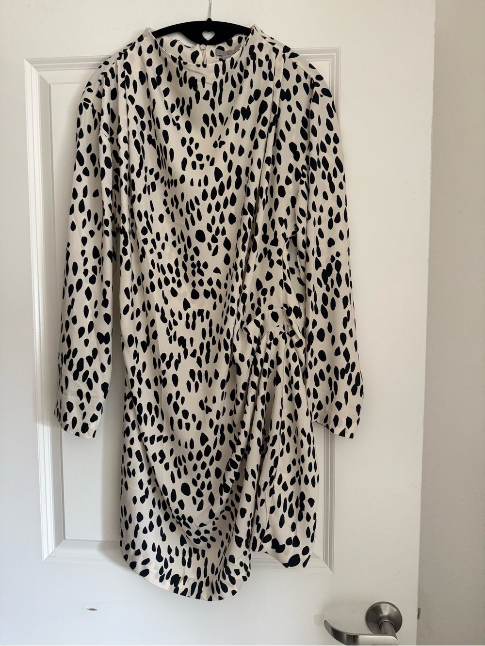 Women’s Black & White Printed Long Sleeve Dress Coat